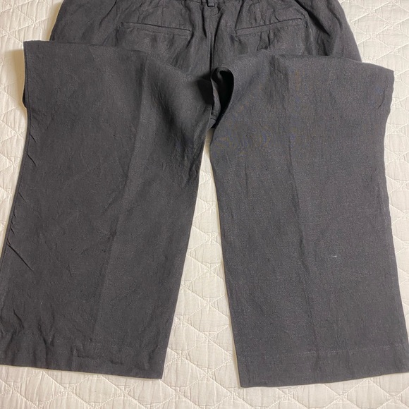 Talbots Size 14 Black 100% Linen Lightweight Cropped Elastic Waistband Pants - Picture 10 of 15